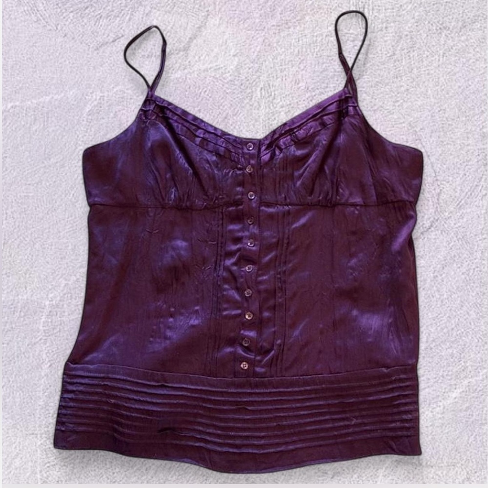 NWT Vintage Y2K
BCBGMAXAZRIA Dark Orchid
Crinkled Silk Charmeuse Cami Top Medium